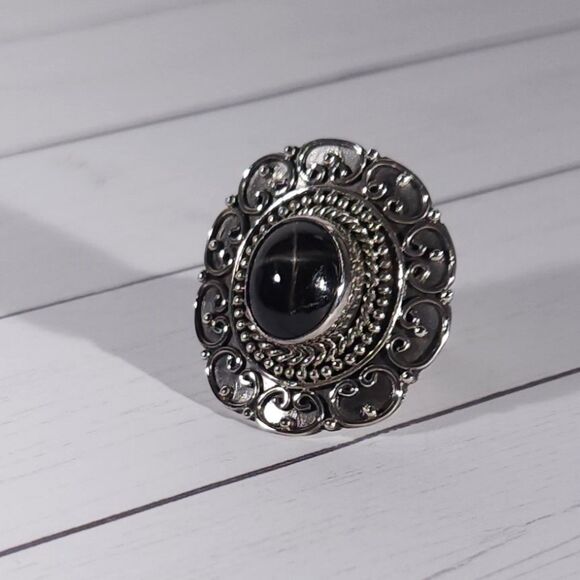 Black Star Diopside Statement Ring Size 8 - Picture 8 of 13